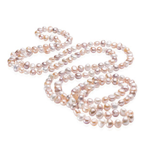 Colier lung perle naturale roz baroque DiAmanti BRM19-R-G